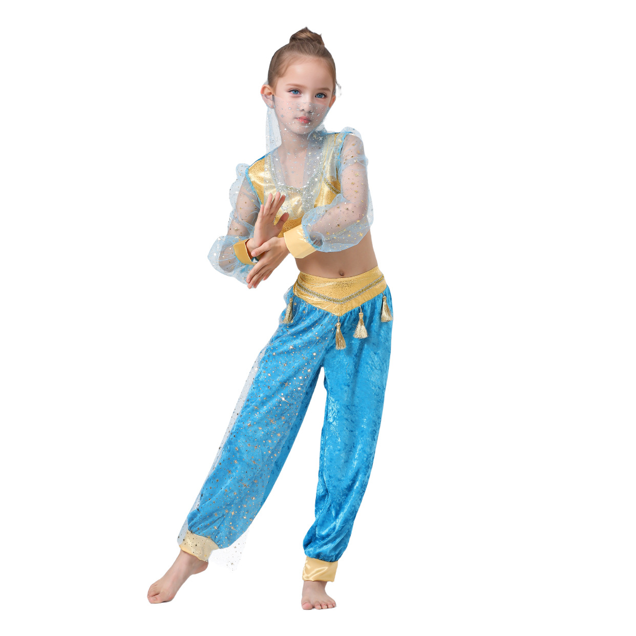 Princess Jasmine Costume for Kids Halloween Festival Indian Role Play Dress